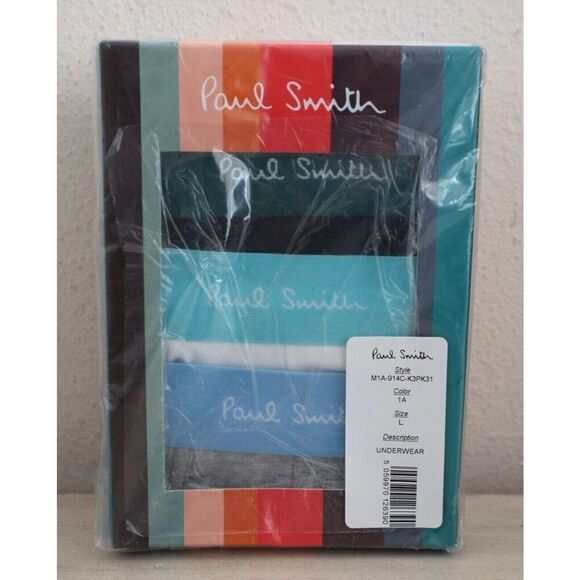 Paul Smith Men's Sz L Gray/White/Black Cotton Blend 3-Pack Boxer Shorts - Picture 1 of 5